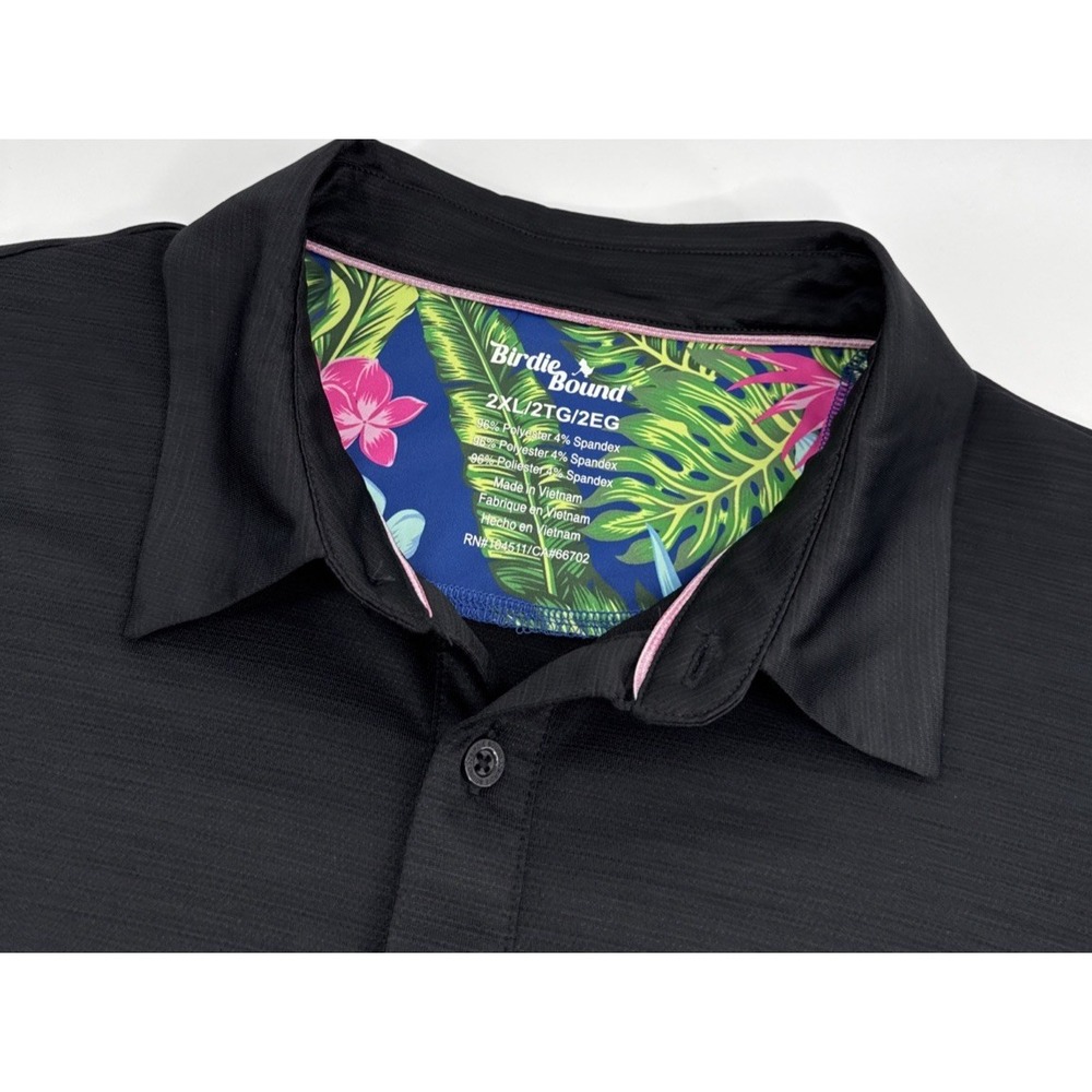 Birdie Bound Golf Polo Men's 2XL Black‎ Performance Stretch